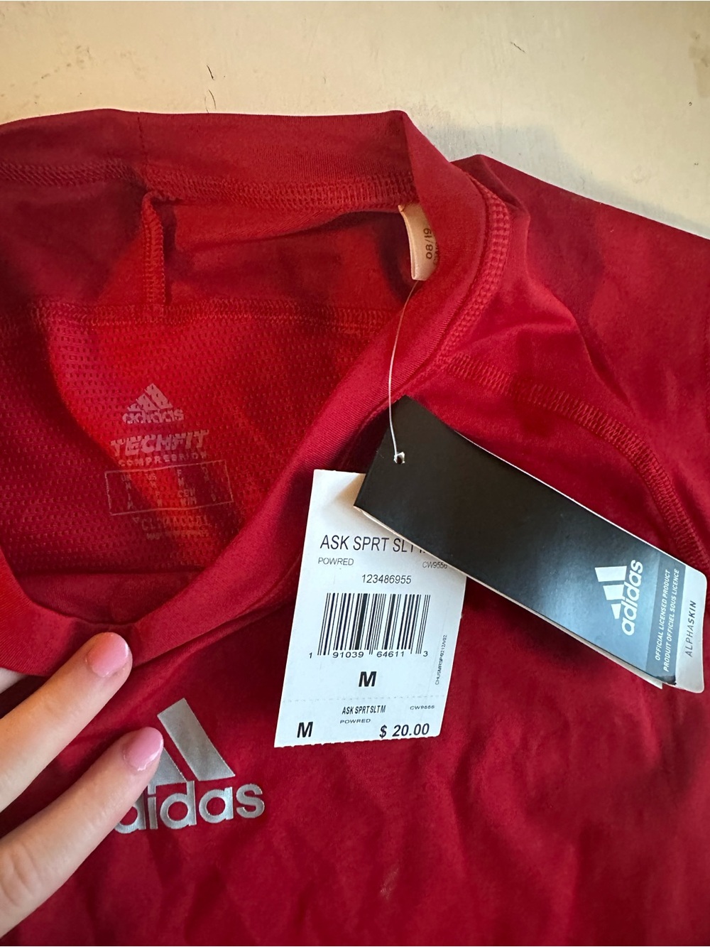adidas Men's Red Short Sleeve Performance Tee